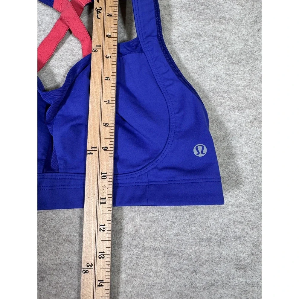 Lululemon Sports Bra Womens 34DD Blue High Support Crossback Underwire Yoga Gym